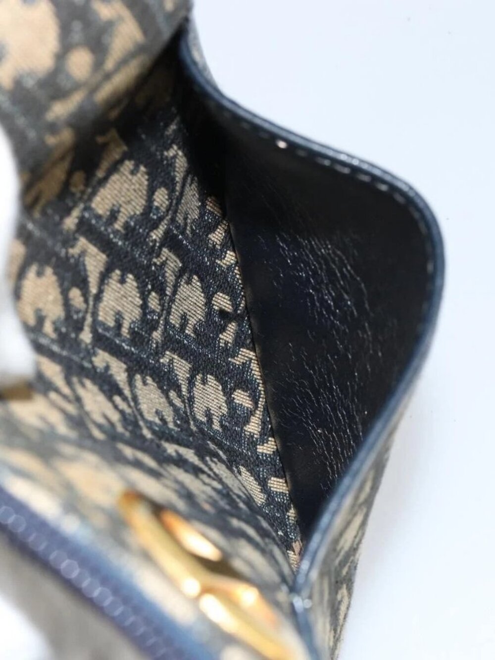 Christian Dior Trotter Canvas Shoulder Bag Navy Gold Auth 156002 - Picture 14 of 16